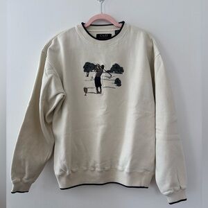 Vintage Golf Crew Neck Sweatshirt Mens Cream C&B Sport Medium Cotton Blend